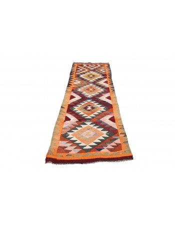 Colorful Vintage Kilim Runner - 2`8" x 8`8"