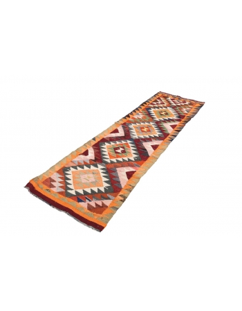 Colorful Vintage Kilim Runner - 2`8" x 8`8"