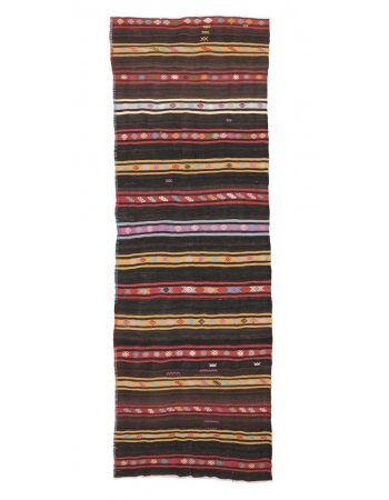 Striped Vintage Kilim Runner - 3`7" x 9`10"