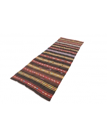 Striped Vintage Kilim Runner - 3`7" x 9`10"