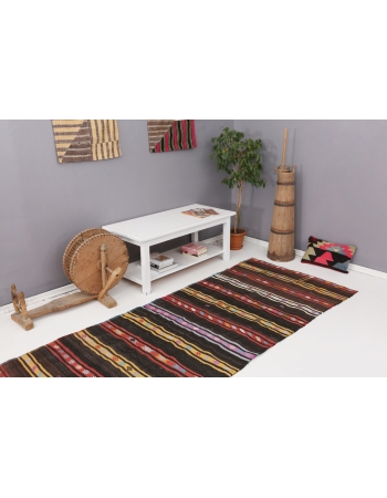 Striped Vintage Kilim Runner - 3`7" x 9`10"