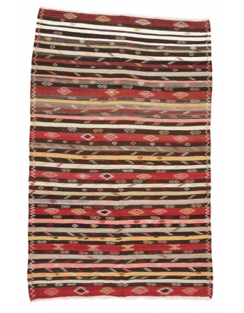 Striped Decorative Vintage Kilim Rug - 6`2" x 9`10"