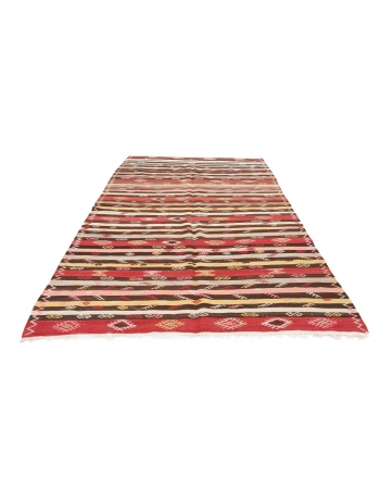 Striped Decorative Vintage Kilim Rug - 6`2" x 9`10"