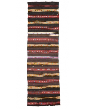 Striped Vintage Turkish Kilim Rug - 3`7" x 11`8"