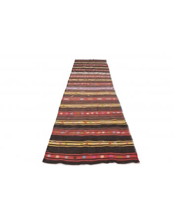 Striped Vintage Turkish Kilim Rug - 3`7" x 11`8"