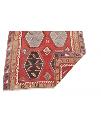 Vintage Decorative Turkish Kilim Rug - 4`7" x 10`0"