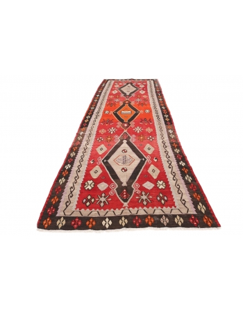 Decorative Vintage Turkish Kilim Rug - 5`0" x 15`1"