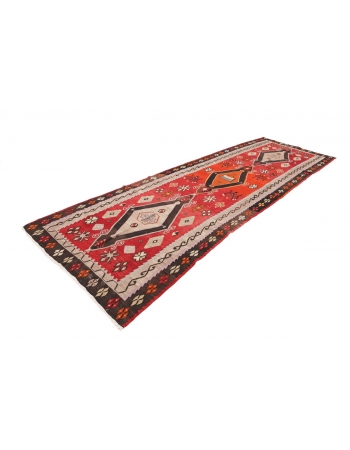 Decorative Vintage Turkish Kilim Rug - 5`0" x 15`1"