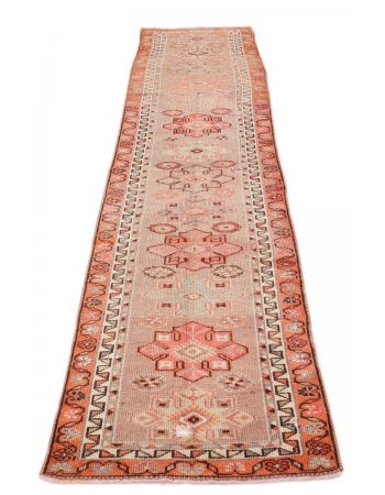 Decorative Vintage Wool Runner - 3`1" x 12`8"