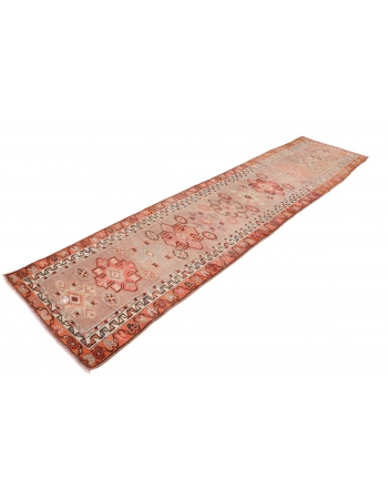 Decorative Vintage Wool Runner - 3`1" x 12`8"