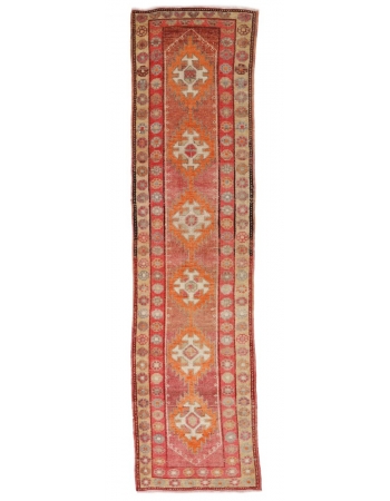 Vintage Decorative Herki Runner Rug - 3`2" x 11`2"