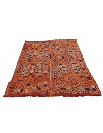 Embroidered Vintage Arabi Kilim Rug - 4`6