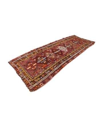 Vintage Turkish Handwoven Kilim Rug - 4`7" x 12`8"