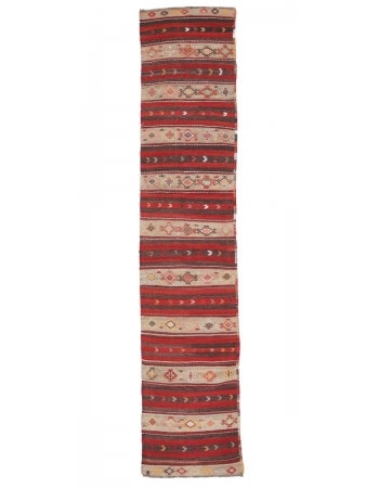 Decorative Vintage Kilim Runner - 2`4" x 11`4"