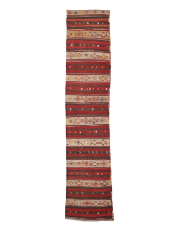 Vintage Decorative Turkish Kilim Runner - 2`6" x 11`0"