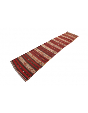 Vintage Decorative Turkish Kilim Runner - 2`6" x 11`0"