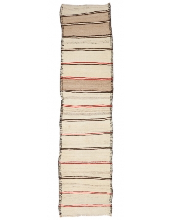 Vintage Striped Modern Kilim Runner - 2`10" x 11`10"