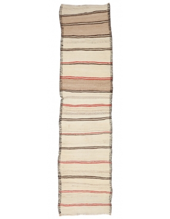 Vintage Striped Modern Kilim Runner - 2`10" x 11`10"