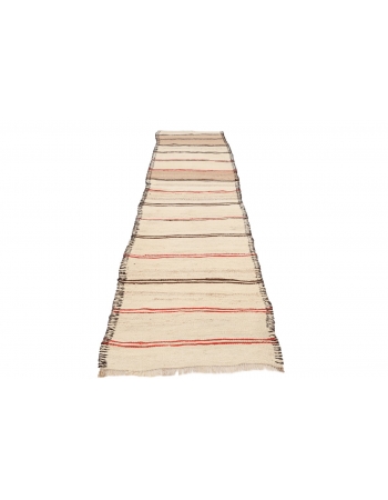 Vintage Striped Modern Kilim Runner - 2`10" x 11`10"
