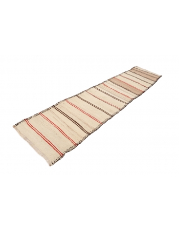 Vintage Striped Modern Kilim Runner - 2`10" x 11`10"