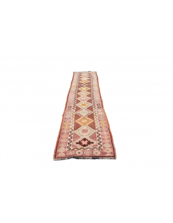 Faded 1960's Decorative Runner Rug - 2`6" x 13`7"
