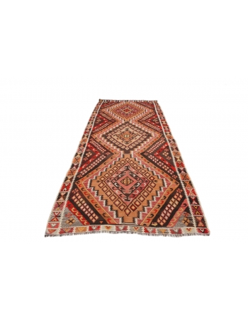 Vintage Handwoven Turkish Kilim Rug - 4`10" x 12`1"