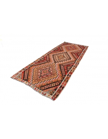 Vintage Handwoven Turkish Kilim Rug - 4`10" x 12`1"