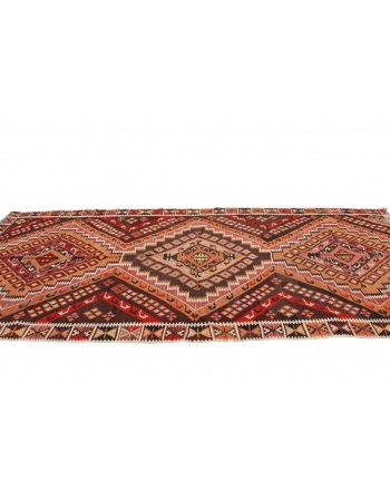 Vintage Handwoven Turkish Kilim Rug - 4`10" x 12`1"