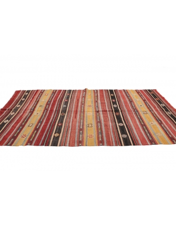 Striped Vintage Turkish Kilim Rug - 5`5" x 10`8"