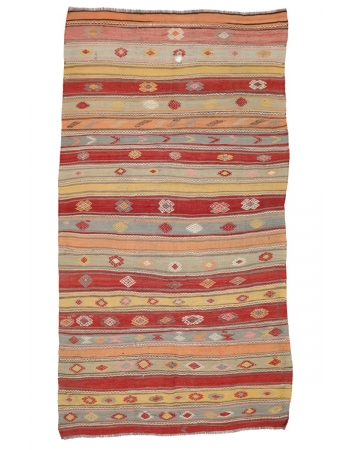 Vintage Handwoven Turkish Kilim Rug - 6`4" x 11`4"