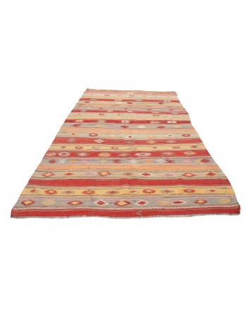 Vintage Handwoven Turkish Kilim Rug - 6`4" x 11`4"