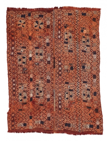 Embroidered Vintage Arabi Kilim Rug - 4`6" x 6`0"