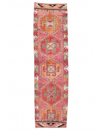 Vintage Decorative Herki Runner Rug - 3`1" x 11`4"