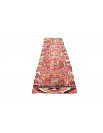 Vintage Decorative Herki Runner Rug - 3`1" x 11`4"