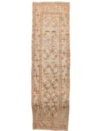 Washed Out Vintage Runner Rug - 3`8" x 12`2"