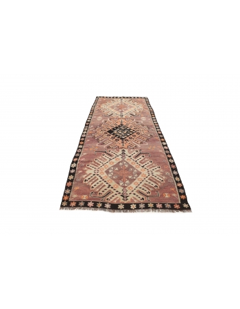 Decorative Vintage Turkish Kilim Rug - 4`1" x 10`2"