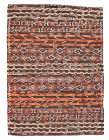 Embroidered Vintage Kilim Rug - 6`7" x 8`11"