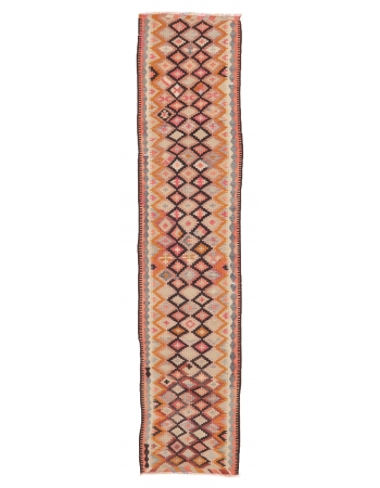 Vintage Decorative Kilim Runner - 2`7" x 12`1"