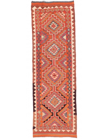 Vintage Orange Kilim Runner - 3`2" x 10`0"