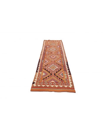 Vintage Orange Kilim Runner - 3`2" x 10`0"