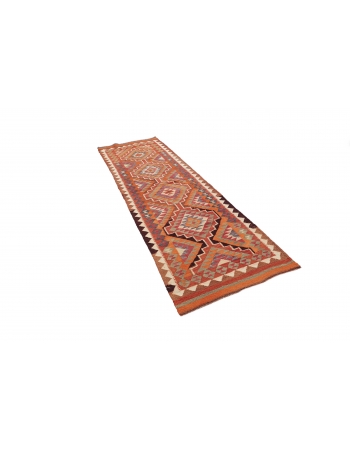 Vintage Orange Kilim Runner - 3`2" x 10`0"