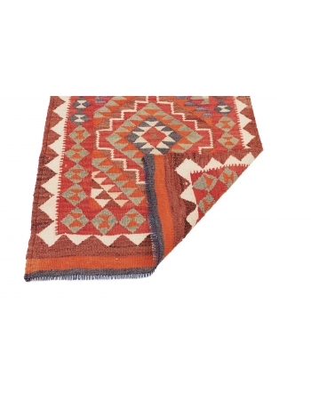 Vintage Orange Kilim Runner - 3`2" x 10`0"