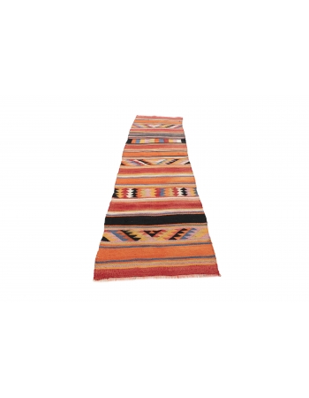 Vintage Handwoven Kilim Runner - 2`10" x 10`4"