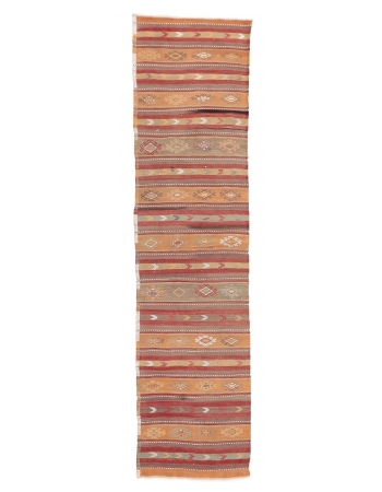 Vintage Striped Turkish Kilim Runner - 2`6" x 10`2"