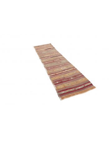 Vintage Striped Turkish Kilim Runner - 2`6" x 10`2"