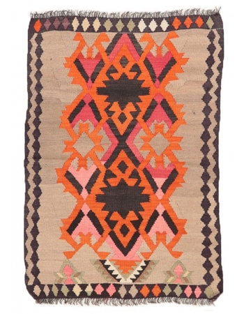 Vintage Small Kars Kilim Rug - 2`11" x 4`3"