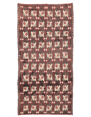 Vintage Decorative Turkish Kilim Rug - 5`8" x 10`11"