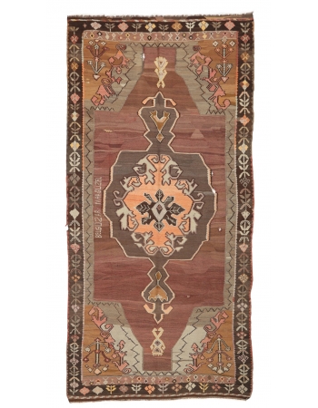 Decorative Vintage Turkish Kilim Rug - 6`9" x 13`1"
