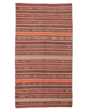 Striped Decorative Vintage Kilim Rug - 6`3" x 11`3"