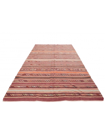 Striped Decorative Vintage Kilim Rug - 6`3" x 11`3"